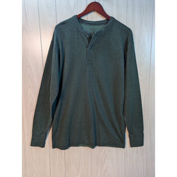 L.L. Bean Other - LL Bean Henley Shirt Mens Large Green Long Sleeve Cotton Traditional Fit Casual